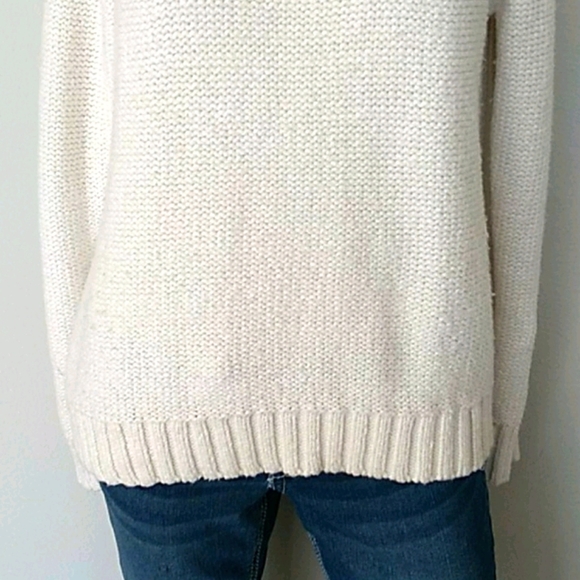 Aries Cream Color Cable knit Crew Neck Sweater. Sz Medium - Picture 3 of 7